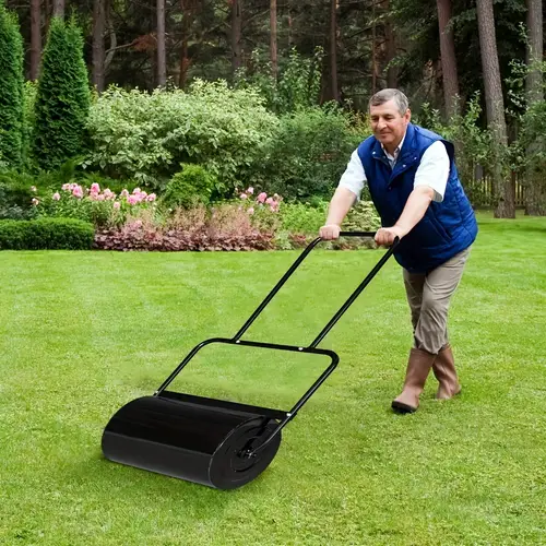 19 5in lawn roller iron cylindrical black
