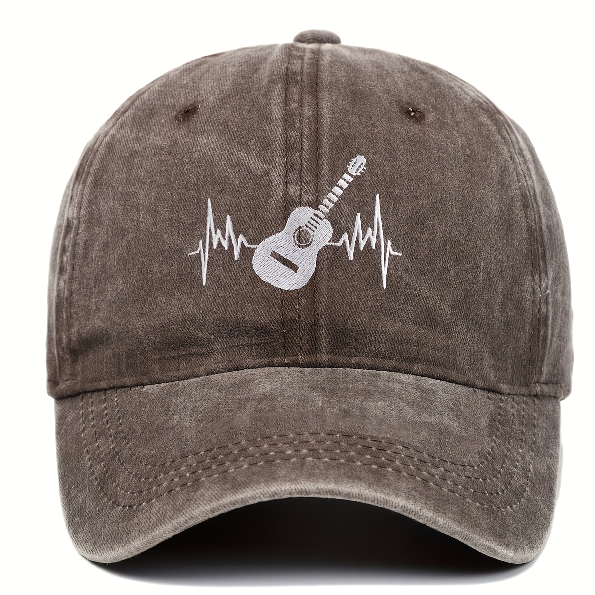 TEMU Guitar Heartbeat Washed Baseball Cap