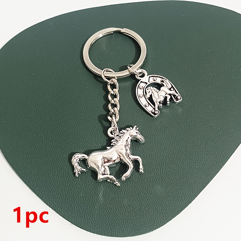 TEMU 1pc Tukengren Alloy Horseshoe & Horse Keychain - Sporty Durable Keychain With Intricate Engraved Design, Carnival Gift For Men, , Durable