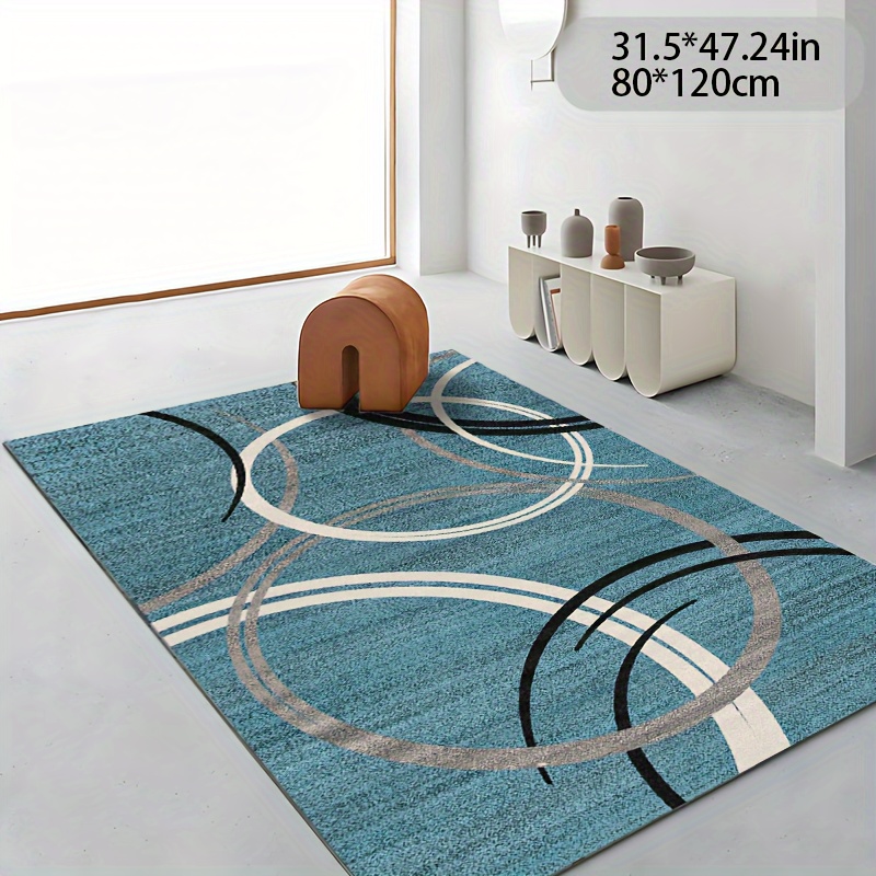 

Luxurious Faux Cashmere Area Rug - 1300gsm, Soft Tpr Backing, Non-slip & Machine Washable, Modern Teal Irregular Design For Living Room, Bedroom, Kitchen, And Outdoor Spaces