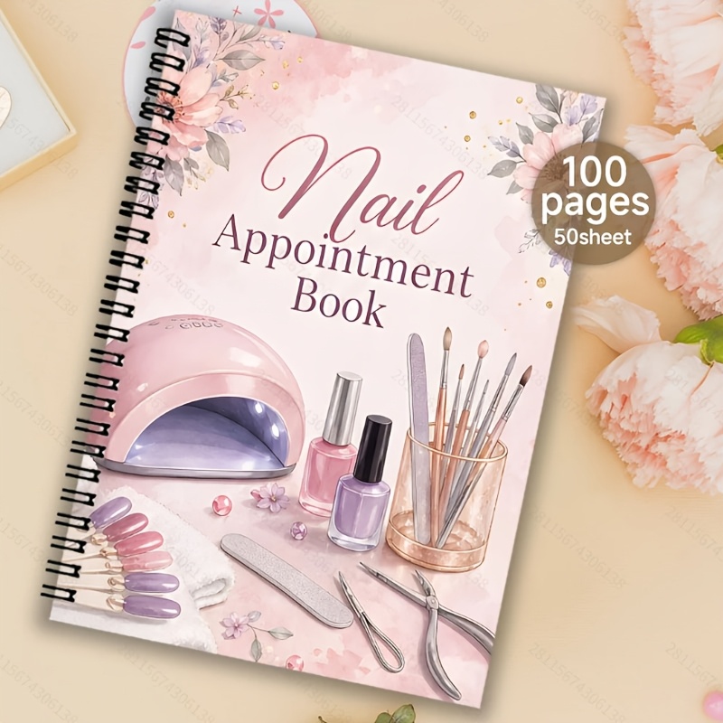 TEMU 1pc A5 Size Spiral Lined Notebook, Appointment Book, For Nail Salon Appointment Book, Suitable For Nail Salons And Nail Artists, Client