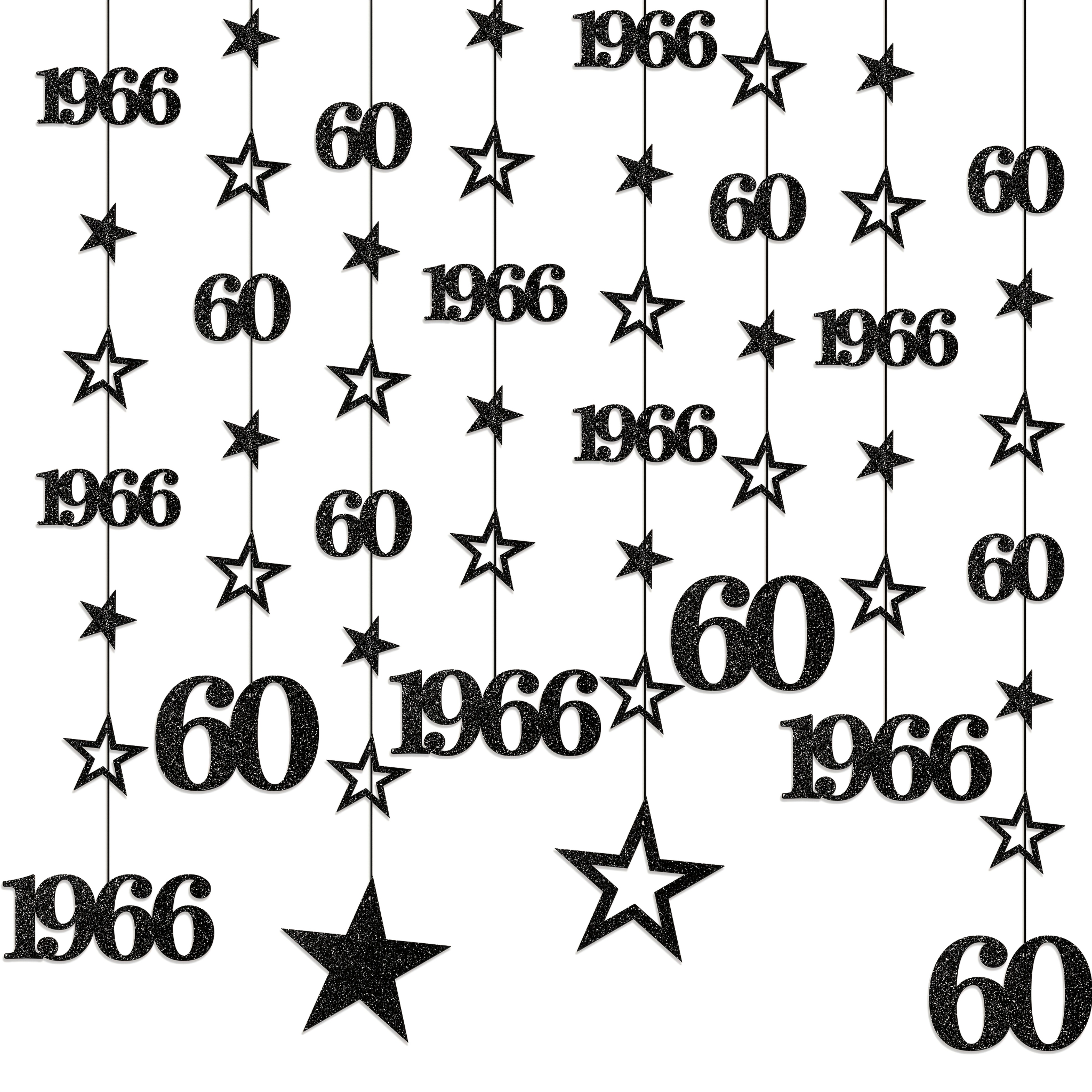 Image of Decorative Garland For A 60th Birthday Featuring 60, The Year 1966, And Star , Perfect For Celebrating A Milestone Birthday With A Festive Backdrop