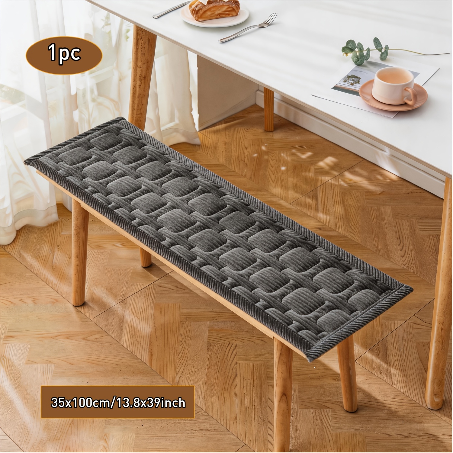 TEMU 1pc Corduroy Quilted Chair Cushion - Made Of Soft Corduroy Material With Thickened Quilted Padding, Featuring A Non-slip Bottom And Machine