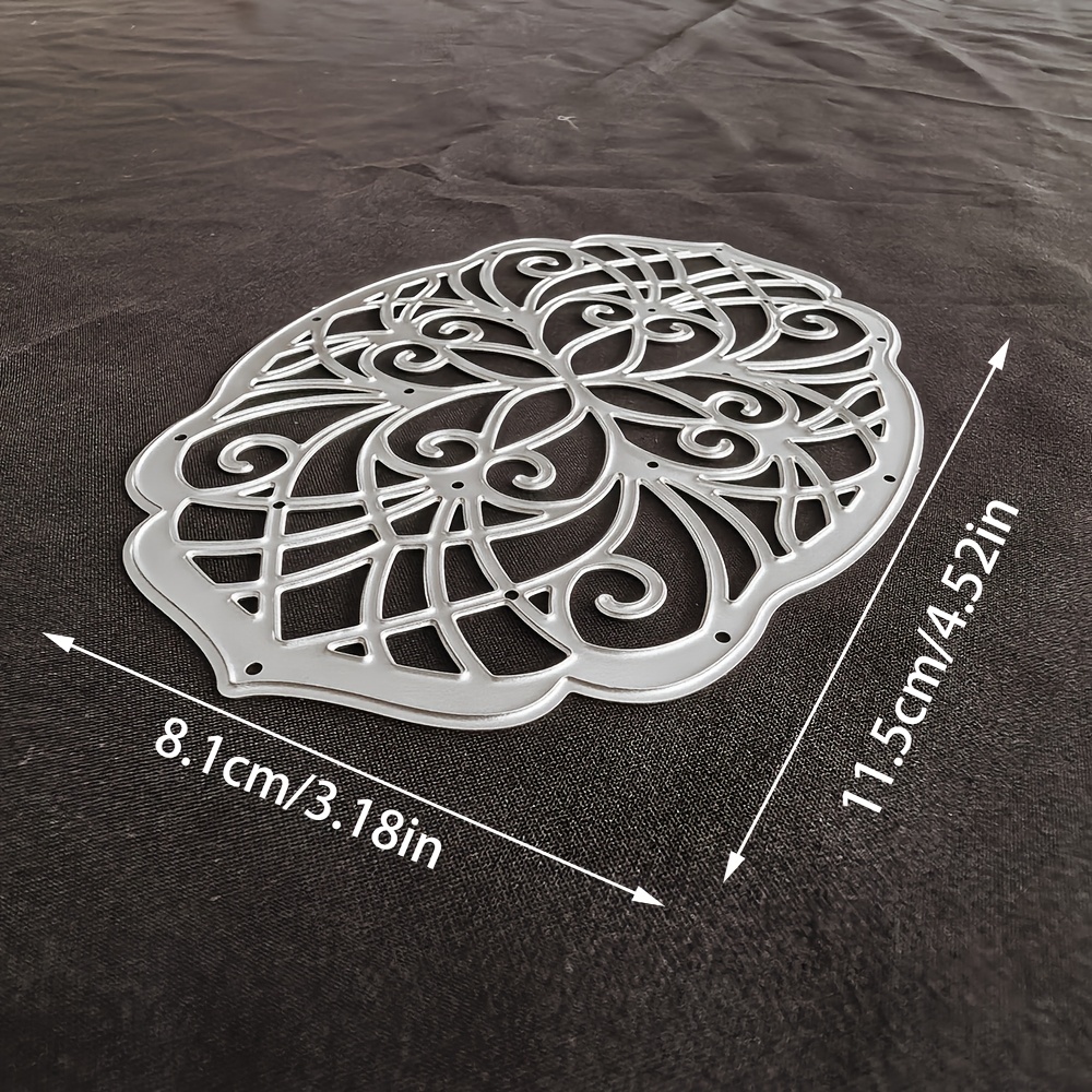 TEMU 1pc Classical Wreath Metal Cutting Die, Silver-gray, Fantasy Theme, Suitable For Scrapbooking, Embossing, Handmade Greeting Card Making, Gift