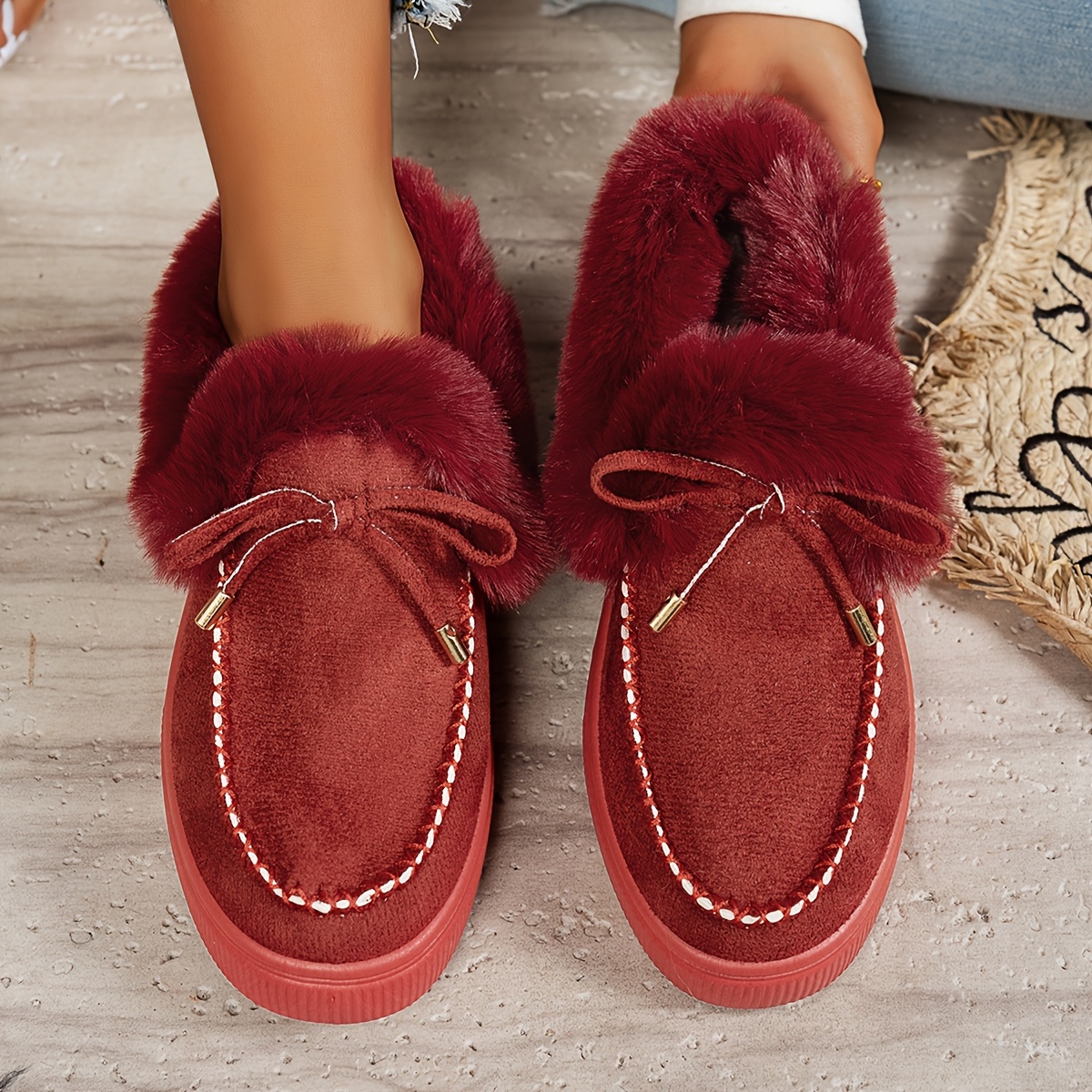 womens warm and cozy leopard print plush shoes for winter 8