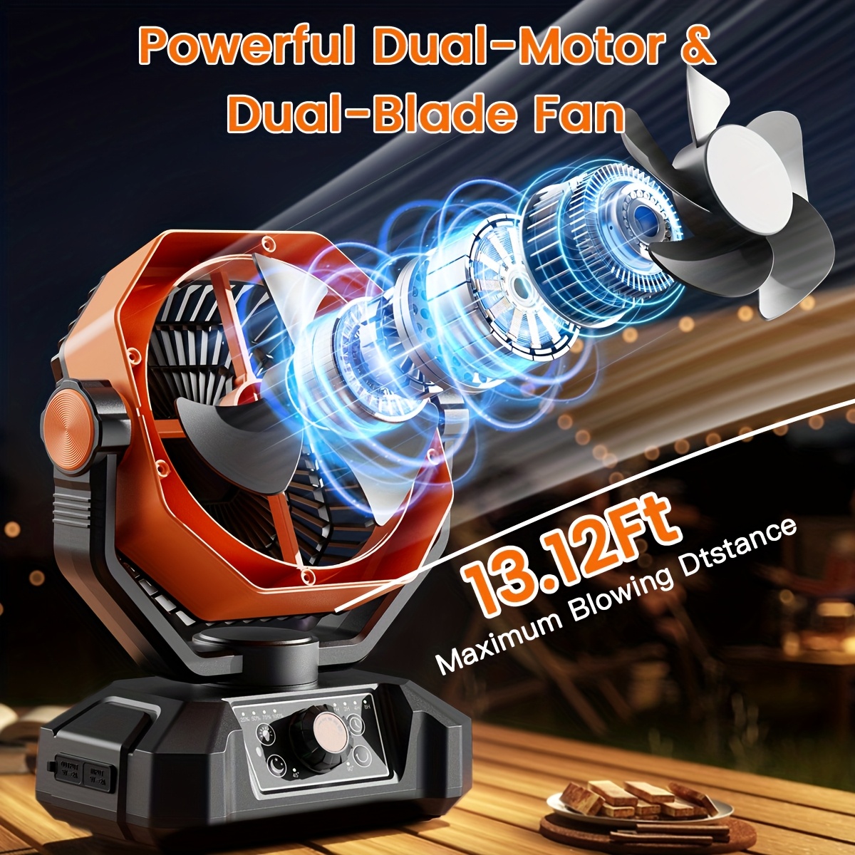 practical ColdSky Battery Powered Fan with 4 LED Lanterns, 20000mAh Camping Fan with Dual Motor, 8 Speed Desk Fan with Remote Control, Portable Outdoor Fan with Hook for Tent, Power Outage, Construction Site 6 practical ColdSky Battery Powered Fan with 4 LED Lanterns, 20000mAh Camping Fan with Dual Motor, 8 Speed Desk Fan with Remote Control, Portable Outdoor Fan with Hook for Tent, Power Outage, Construction Site - Image 6