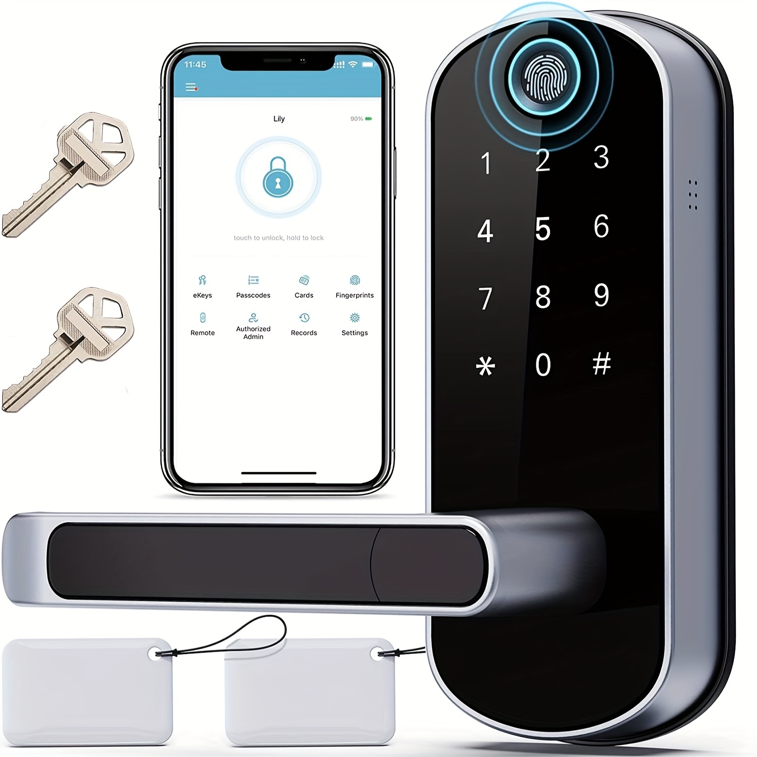 

Keyless-entry Fingerprint Digital : Electronic Door Lock With Code Passcode, Electric Door Knob, Biometric Door Handle