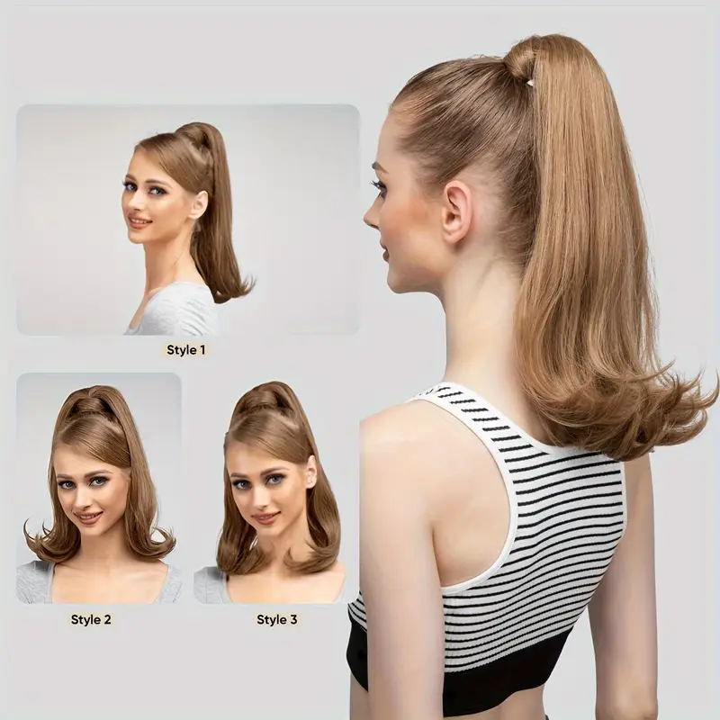 straight hair ponytail extension with combs brand suitable for white women stylish and durable details 5