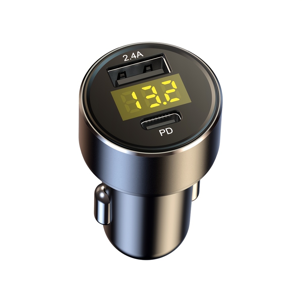 TEMU 2-in-1 Car Charger With Pd And Usb Dual Interface Design Compatible With , , And Phones, No Battery Required