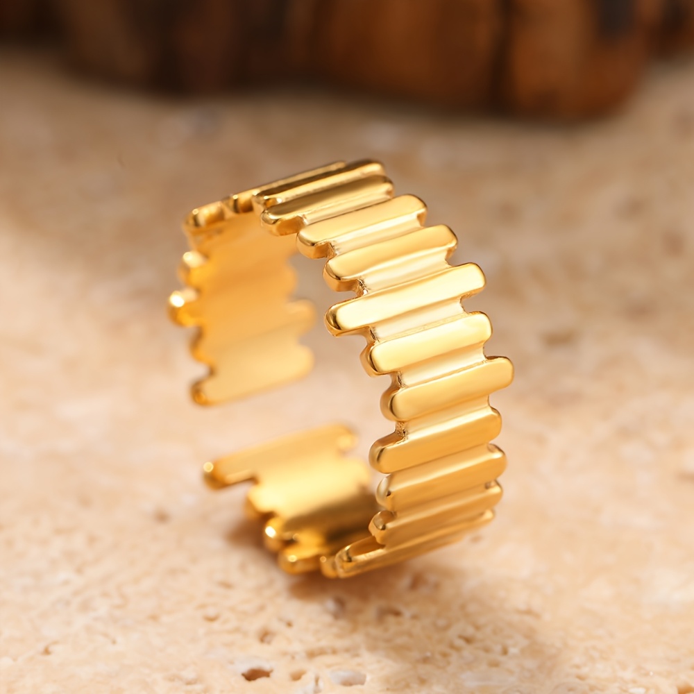 1pc Stylish Hip-hop Line Stainless Steel Ring, Fashionable Simple Irregular Geometric Shape, Unisex Suitable For Daily And Party Wear