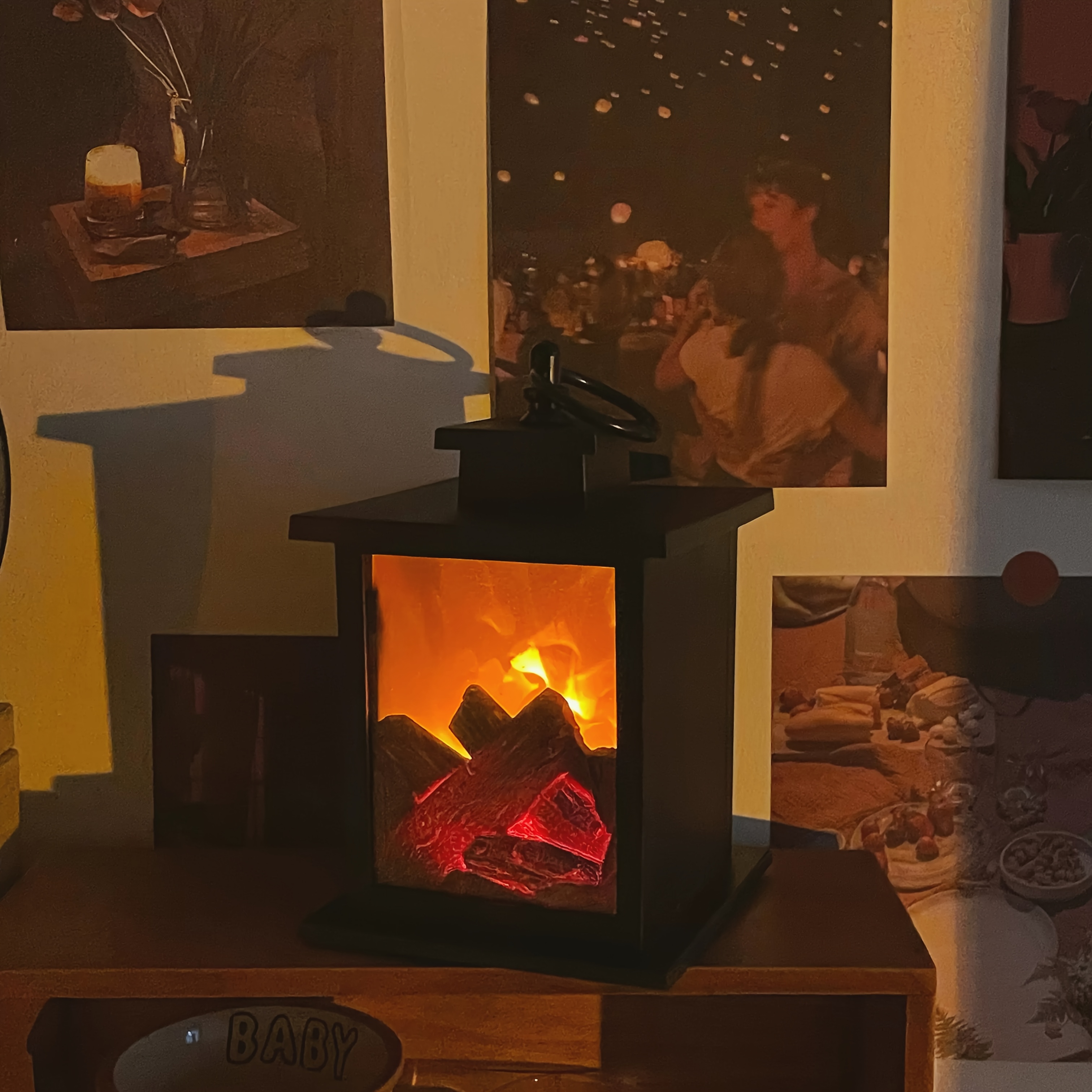 TEMU 1pc Realistic Flame Effect Fireplace Light - -in-free Operation, No Heater Function, Durable Plasticconstruction With Glowing & Flickering Flame