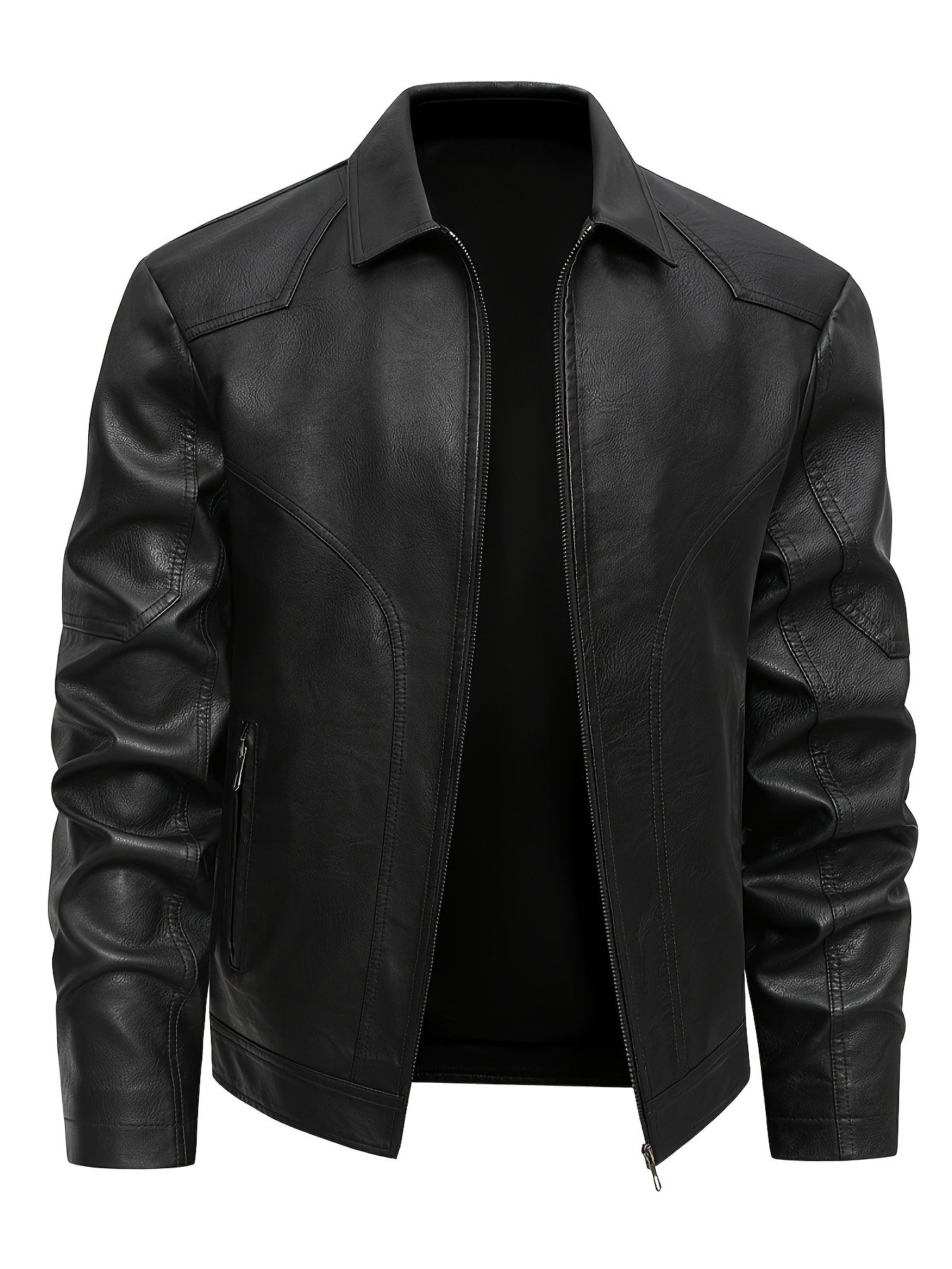 item picture mens vintage black jacket zipper closure machine washable   style polyester lining daily casual riding flight jacket