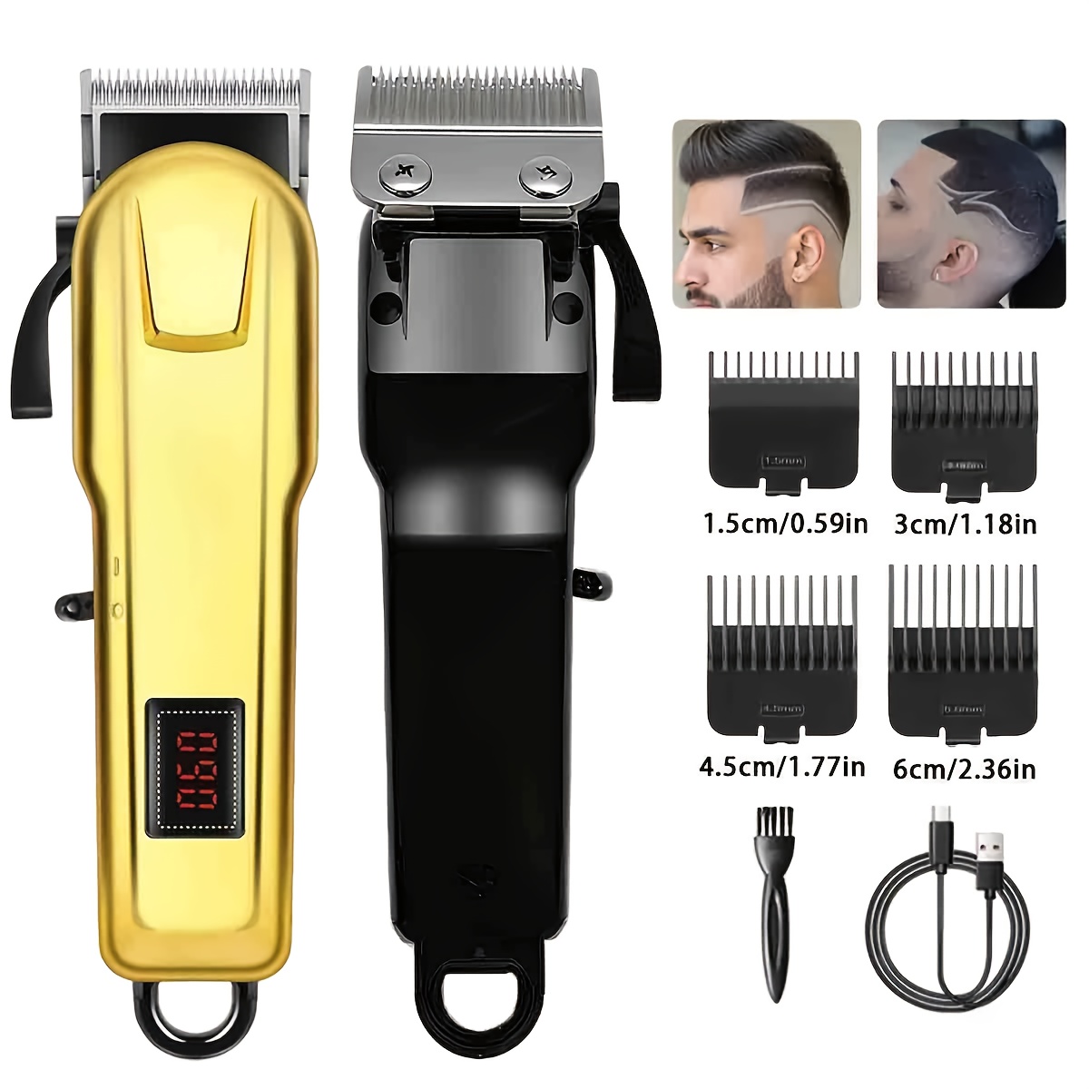 TEMU 4pcs/2pcs/1pc Men's Electric Professional Hair Clippers, Cordless Hair Clipper For Men, Usb Rechargeable, Hair Trimmer With Limit Comb, Shaving