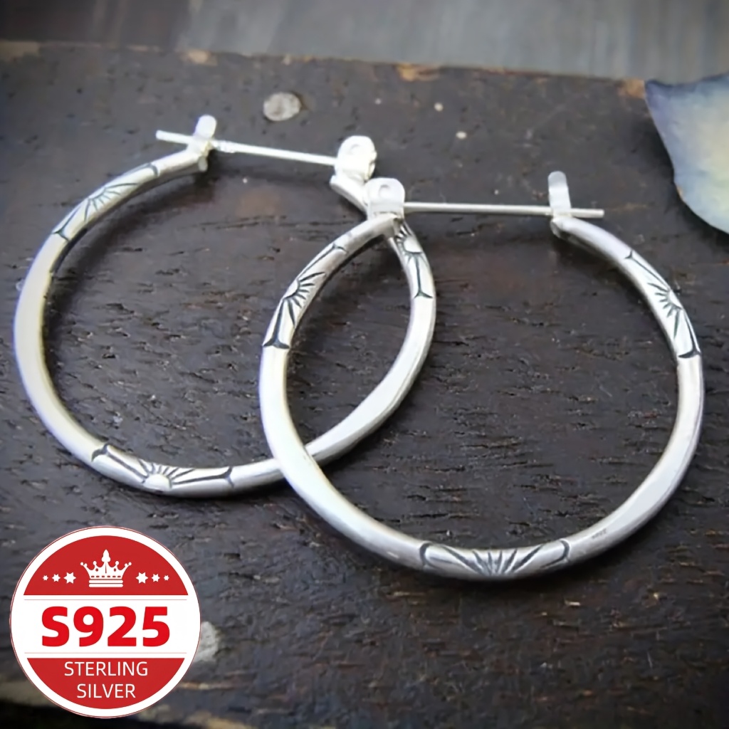 

Earrings 925 Pure Silvery Jewelry Elegant And Women's Party Earrings With Flower Carvings - Women's Earrings, Gift , Christmas Gift