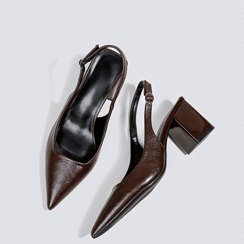 womens   high heeled shoes block heeled sandals versatile and comfortable chunky heeled pointed toe shoes open back slip ons women shoes