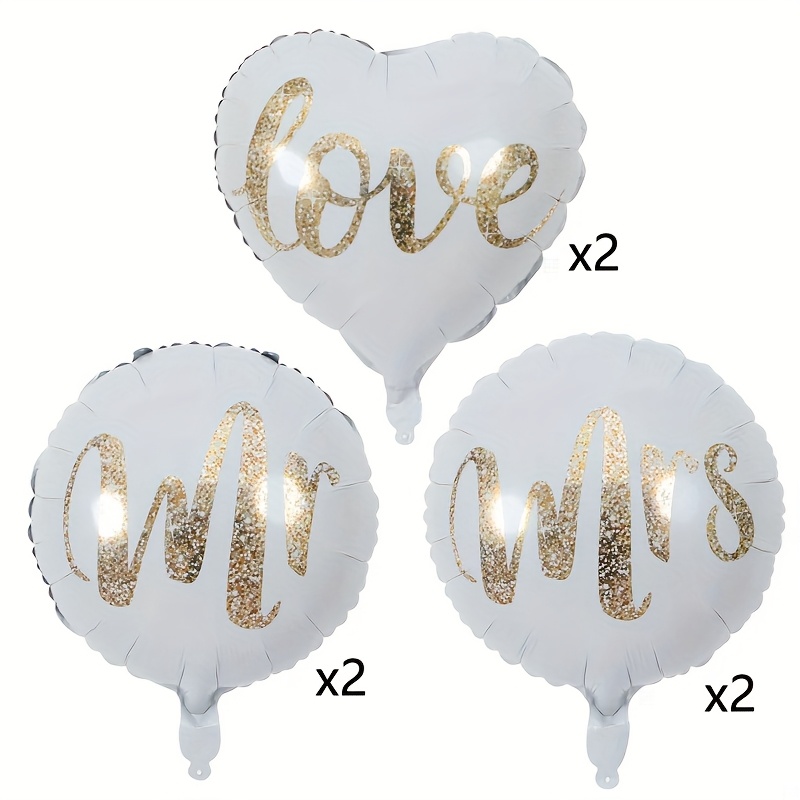Image of 6pcs, Mr Mrs Foil Balloon, Wedding Decoration, Anniversary Decor, Bridal Shower Gift, Valentine's Day Decor, Celebration Decor, Home Decor For Christmas, Halloween