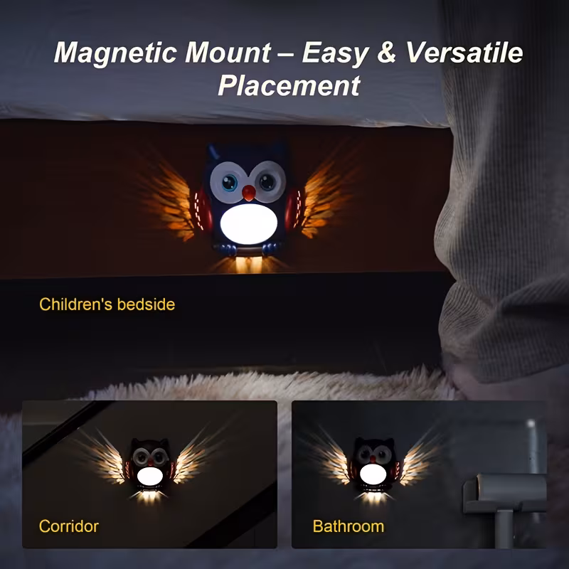 motion sensing light with led soothing blue glow cartoon wall mounted nursery decor usb rechargeable battery powered lamp for kids bedroom nursery room lighting owl lamp christmas gifts Product details 11