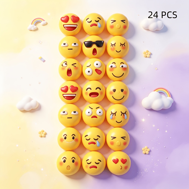 TEMU 24 piezas de dijes acrílicos de cara alegre multicolor con reverso , adecuados para manualidades DIY, scrapbooking, fabricación de joyas,