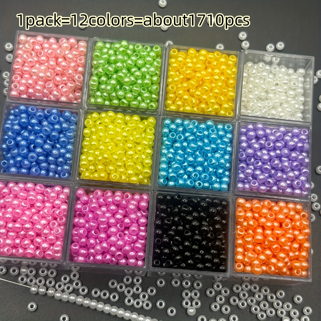 E-shop 1710 Stück/4mm Runde große Reiskornperlen mit geradem Loch, Maschinenperlen, 12 Farbkombinationen, DIY kreative Perlen, Positionierperlen,