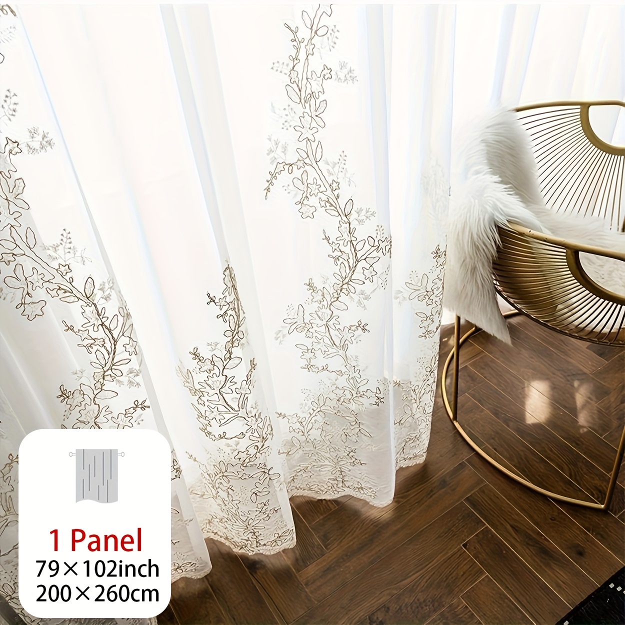 TEMU Une seule pièce de tulle féérique brodé, dotée d'un crochet de suspension pour une installation facile. Cette rideau de dentelle blanche