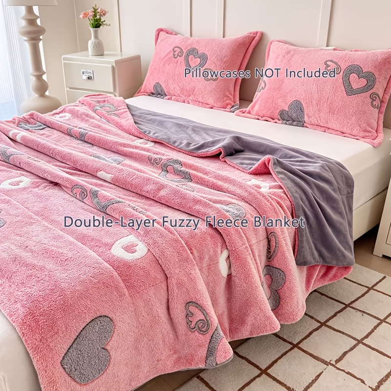 Image of Double Layer Snowflake Fleece Blanket, Single & Double Size, Indoor Outdoor Warm Throw Blanket - No Pillowcase Included
