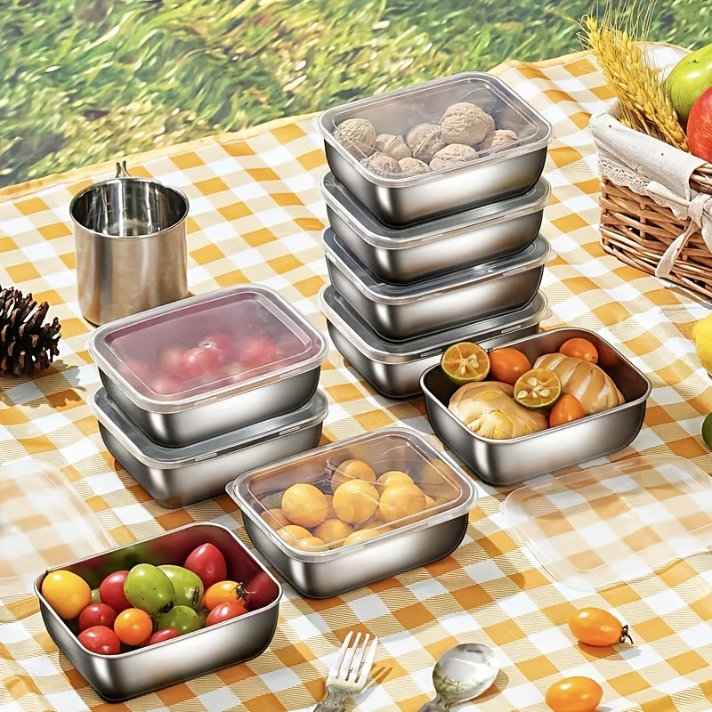 

1/2/3/4/5/6pcs Stainless Steel Food Storage Container Set With - Leakproof, Airtight, Stackable & Reusable For Camping, Picnics, School, Office - Bpa-free, Easy Clean, Space-saving Design