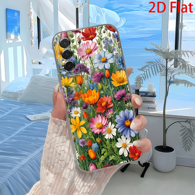 TEMU Phone Case: 2d Flat " Flowers In Bloom" Phone Case, Suitable For Galaxy A03s A04 A05s A06 A07 A13 A14 A15 A16 5g A17 A22 A23 A24 A25 A26 A32 A34