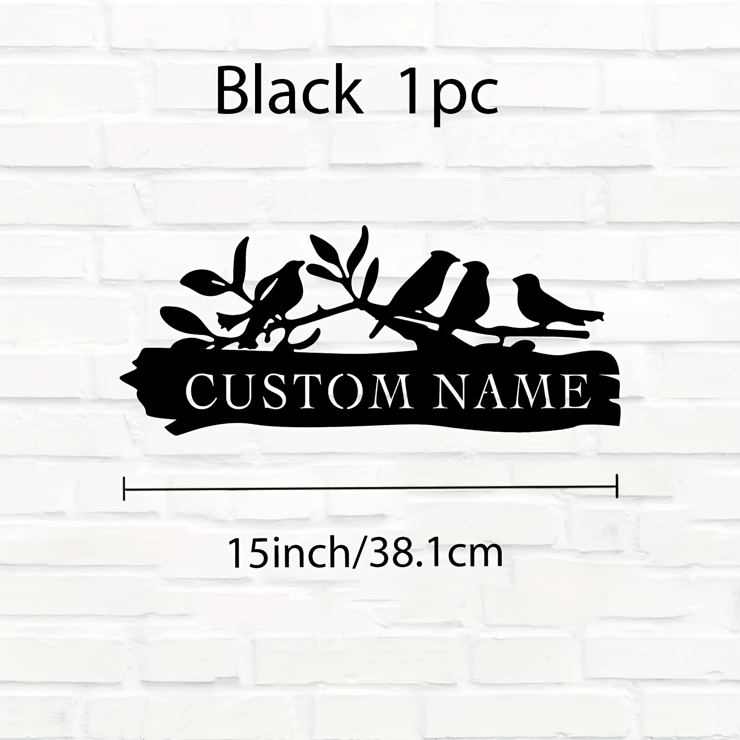 TEMU Personalized Metal Bird Garden Sign - Custom Name Engraved Wall Art With Leaf And Bird Silhouette Design, Durable Outdoor Yard Decor, Ideal For
