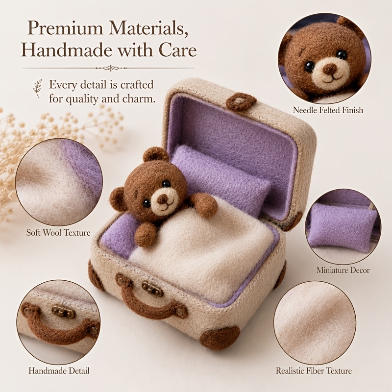 Animal Needle Felting Kit, Beginner Bear Felting Craft with Tutorials