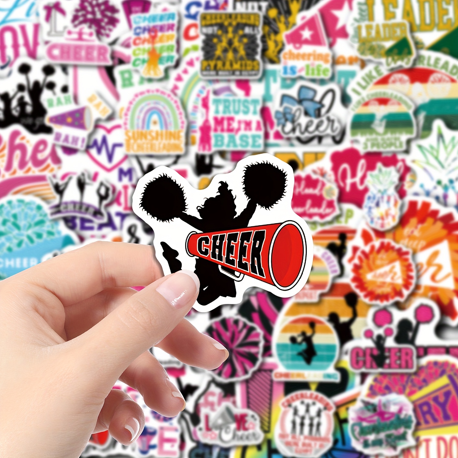 50pcs Cheerleading Stickers, Vinyl Stickers For Phone Cases, Guitars, Bicycles, Helmets, Computers, Ipads, Water Bottles, Luggage, Classroom Awards, Aesthetic Stickers For Teens And