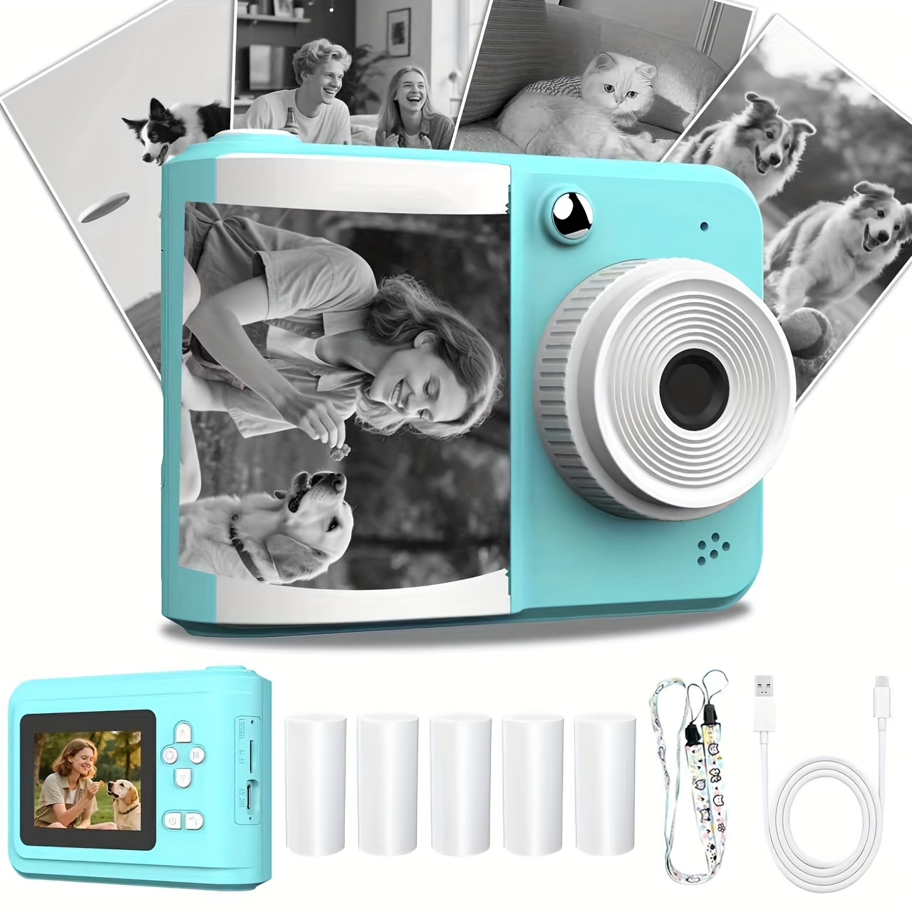 E-shop Diese High-Definition Sofortbild- und Druckkamera kann Fotos und Videos in 1080P HD aufnehmen und ausdrucken. Sie wird mit mehreren Rollen