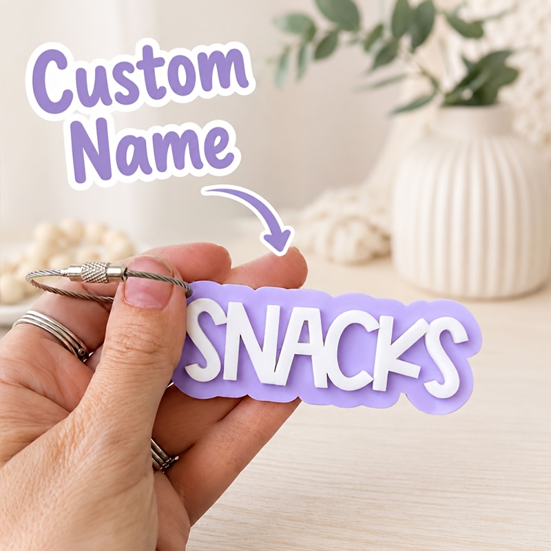 TEMU [2d Flat] [2d Flat] [custom] 1pc Personalized Text Name Keychain, Acrylic Dopamine Contrast English Letter Nameplate Tag For Suitcase, Gym Bag,