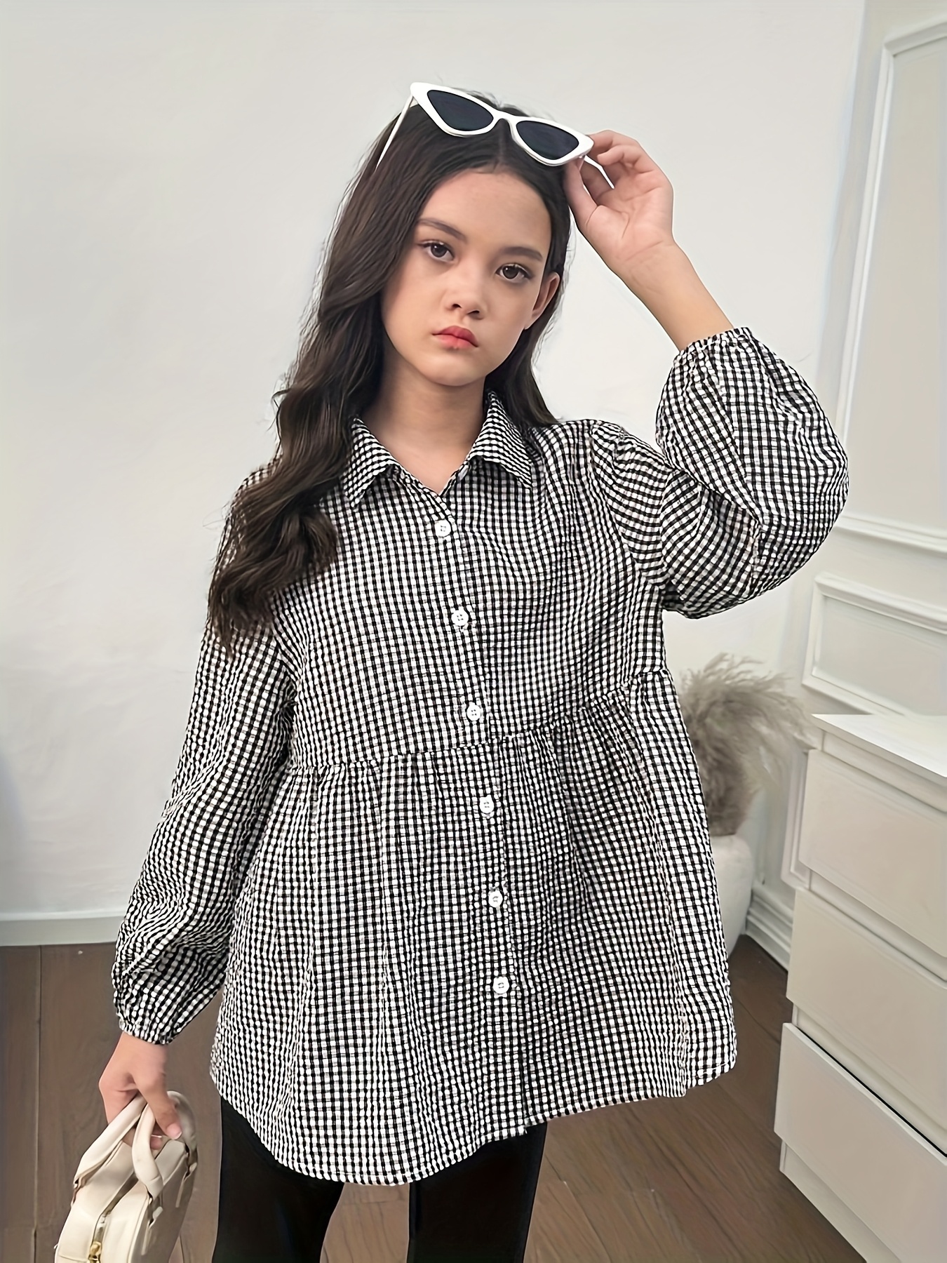 girls spring   shirt   niche   loose doll style top