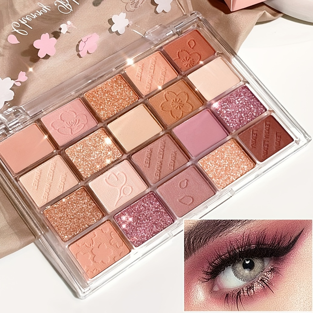 

20-shade Cherry Blossom Eyeshadow Palette - Coral & Berry Tones, Matte & Shimmer Finishes For Highlighting And Contouring, Perfect For Parties, Dates & Everyday Glam
