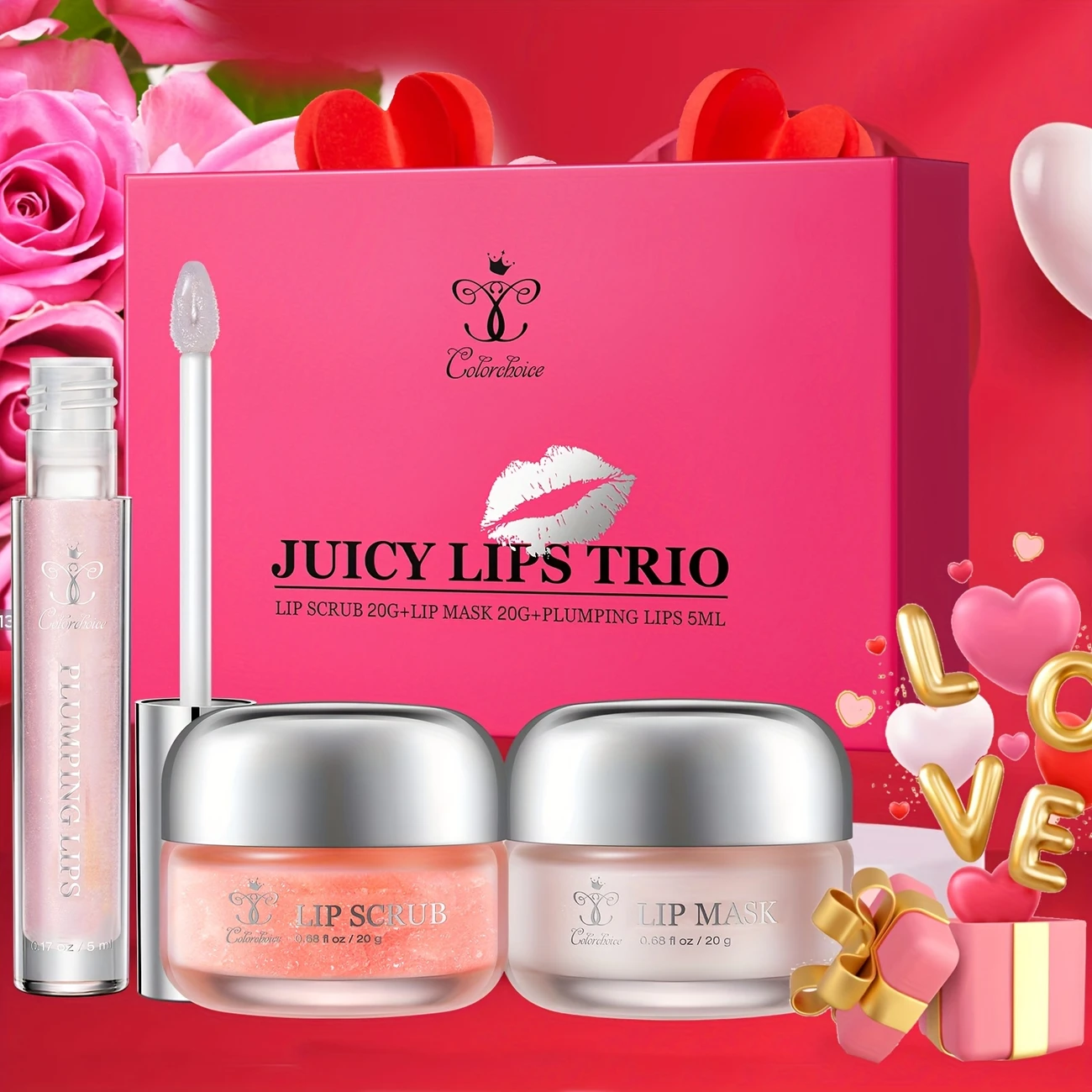 3pcs kit lip scrub lip mask lip plumping gloss moisturizing formula for smooth and refreshed lips best valentines day anniversary gift details 1