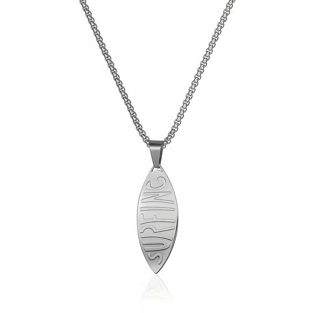 TEMU Collar con colgante de tabla de surf de acero inoxidable 316L estilo punk rock de moda para hombre, regalo de joyería