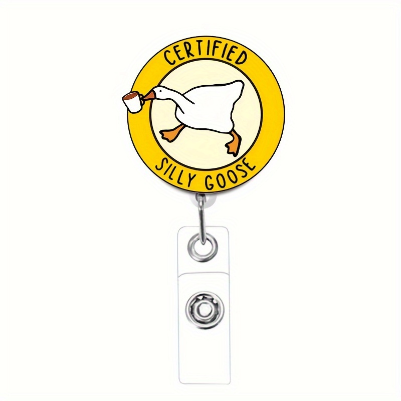 

Adjustable Retractable Badge Holder With Silly Goose Design, Acrylic Id Badge Reel With Alligator Clip For Teachers, Nurses, Doctors, Students, And Colleagues – Idea, Pack Of 1, English Text