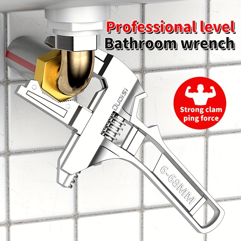 

1pc Adjustable Bathroom Wrench Tool, Multifunctional Large Opening Kitchen Bathroom Maintenance Wrench, Water Heater, Water Pipe, Air Conditioning Valve Removal, Faucet Special Tool.