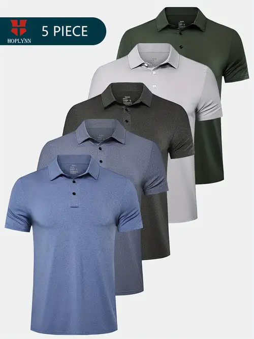 5 pack mens shirts quick short sleeve golf t shirts moisture wicking casual workout