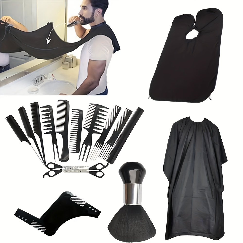 

13pcs/set Haircut Tools Kit, Professional Hair Cutting Scissors Thinning Shears Hairdressing Hair Styling Tools Accessories Beard Styling Comb Brush Haircut Apron