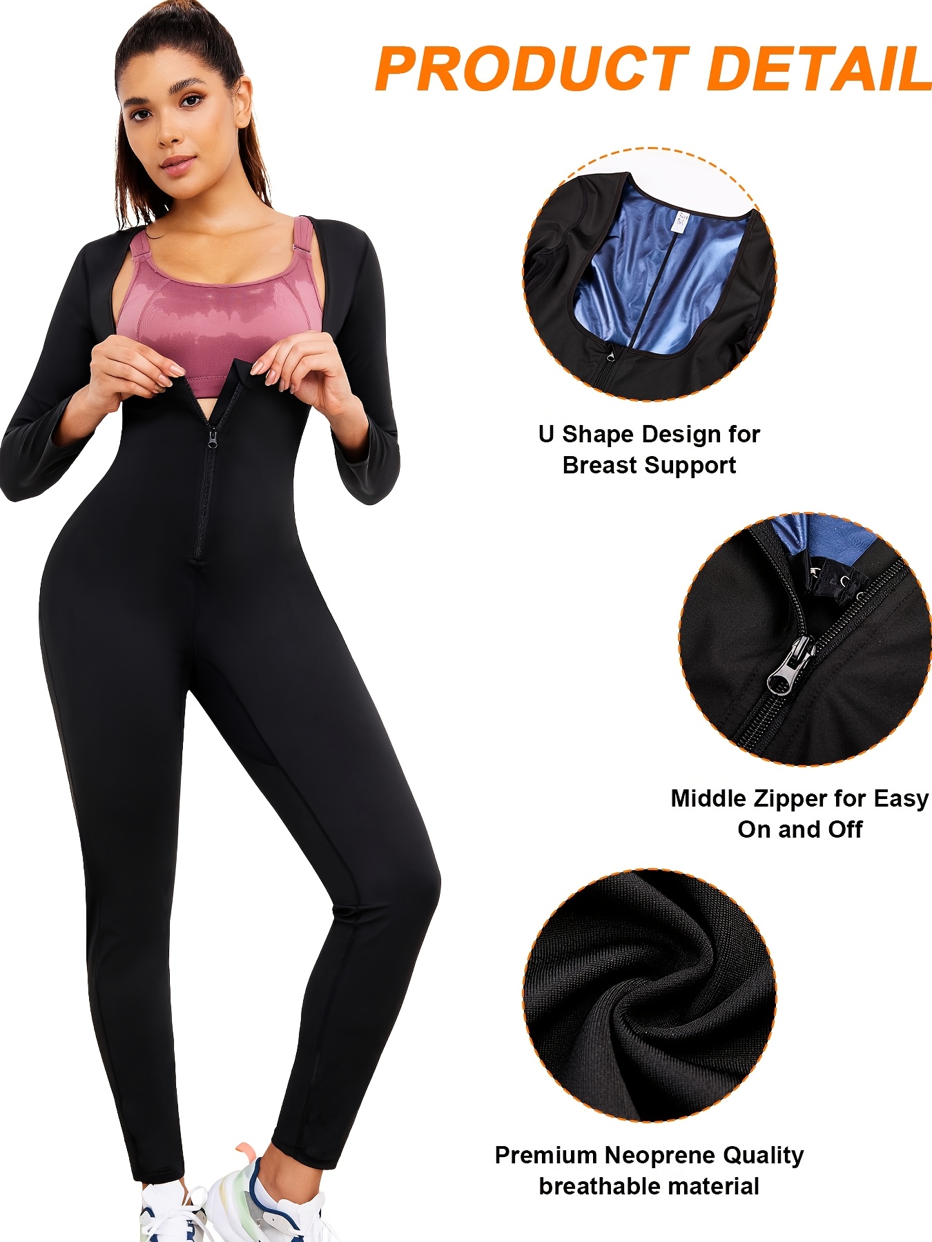 HotYou Damen Saunaanzug Neopren - Abnehmen Shapewear Mit Ärmeln Für Gewichtsverlust