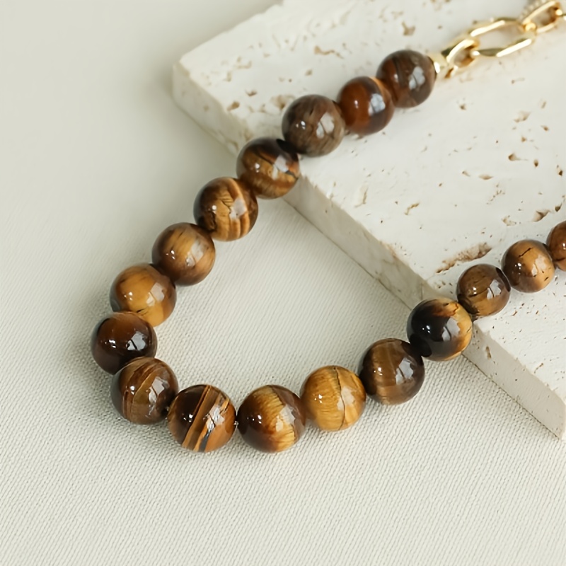 Women's Vintage Tiger's Eye Stone Chain Necklace