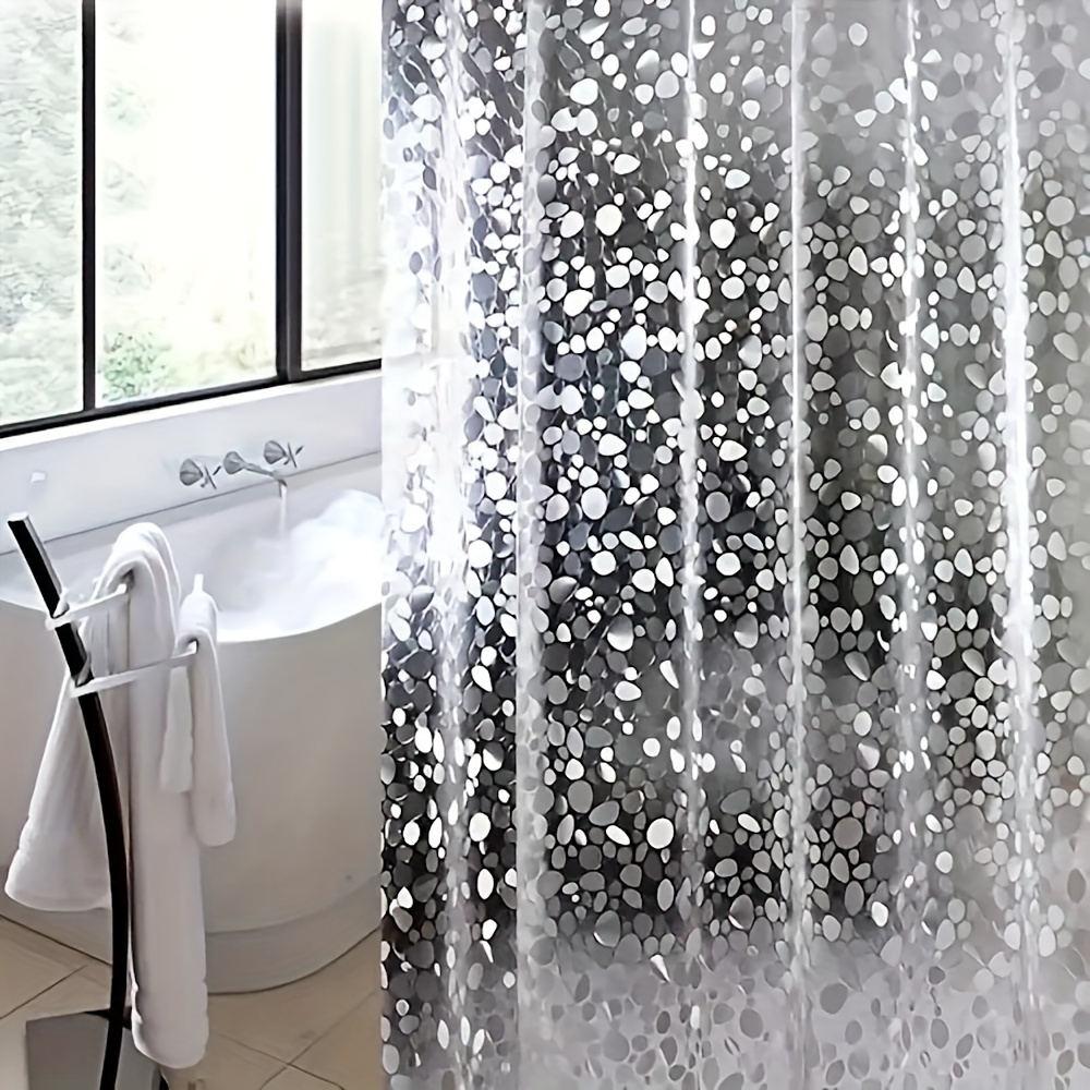 

Waterproof Peva Shower Curtain Liner With 3d Geometric Design - Heavy-duty, Magnetic Closure, Rustproof Grommets & Hooks Included - Stylish Bathroom Upgrade