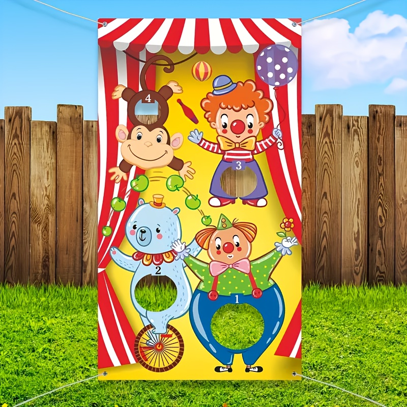 

1 Large Carnival Throwing Game Banner - Vibrant Circus-themed Party Decoration, Polyester, Multi-use For All Celebrations, No Power Needed, Carnival Theme Party Decorations