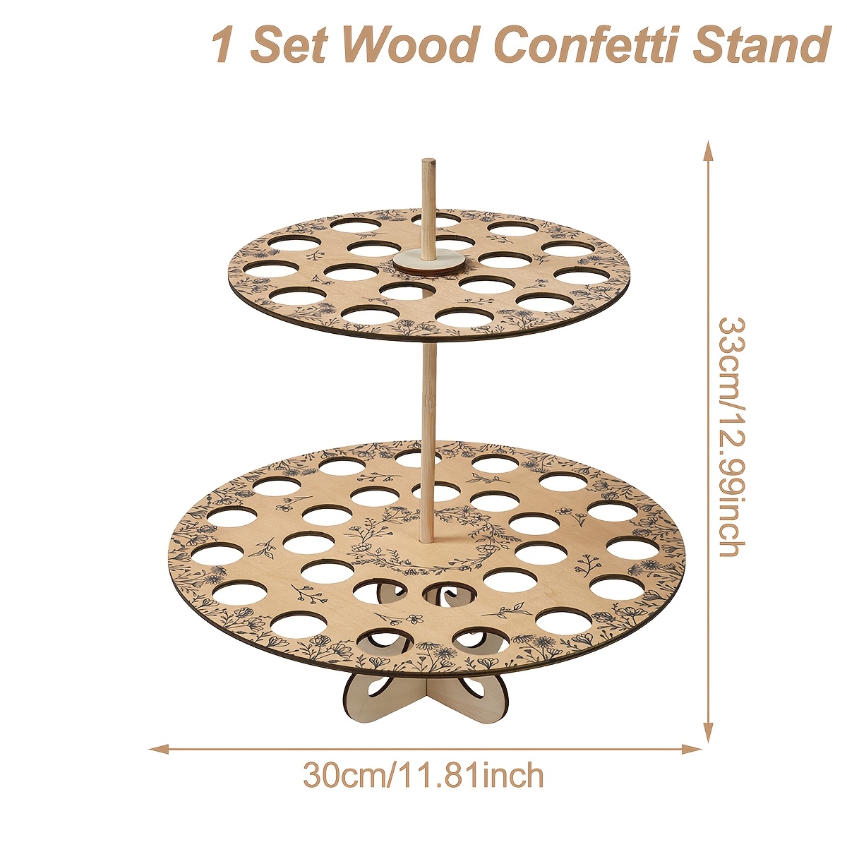 TEMU Set da 1, Mensola Confotti a in legno marrone chiaro, 30*33 cm, Articoli per feste di , Decorazione per feste di nozze e sposa, Decorazione per