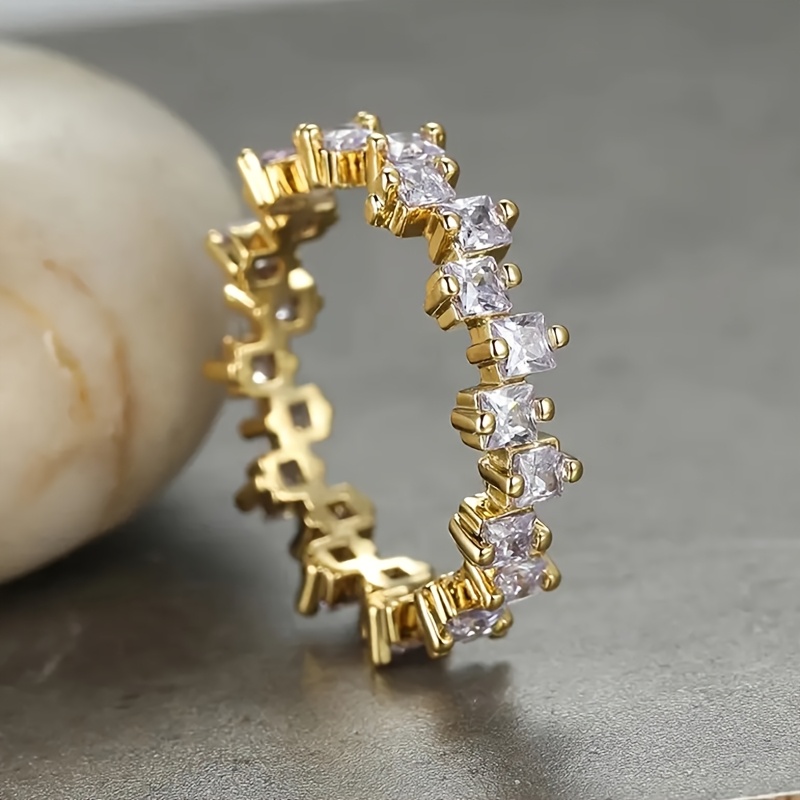 Women's Exquisite Misaligned Square Ring, Stylish Daily Accessory