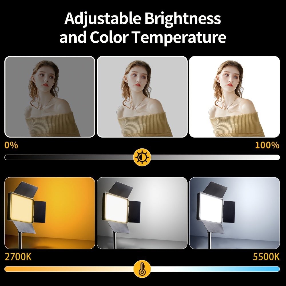 2 Sets LED Video Light Kit with Tripod, 3 Lighting Modes
