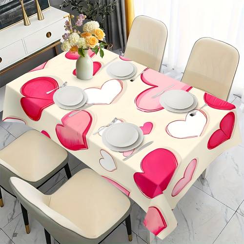 59x59in 150x150cm heart shaped tablecloth square table cover durable easy made fabric for picnic wedding party for home dining table decorations