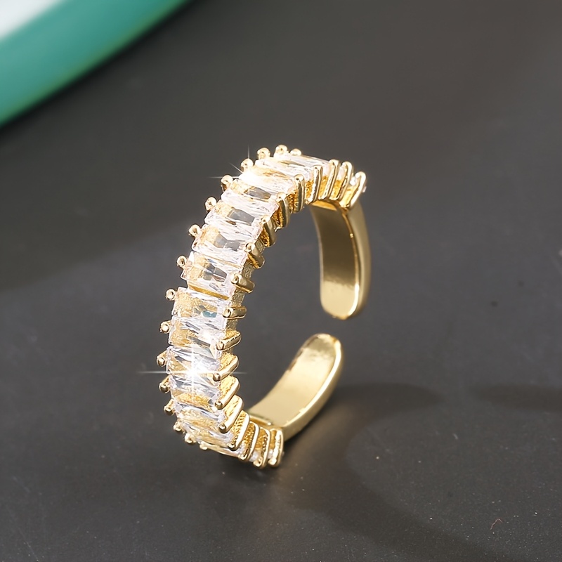 Image of 1 Luxury Temperament Copper Inlaid Colorful Synthetic Zirconia Opening Ring Retro Exquisite Ladies Adjustable Index Finger Ring Dating Gift