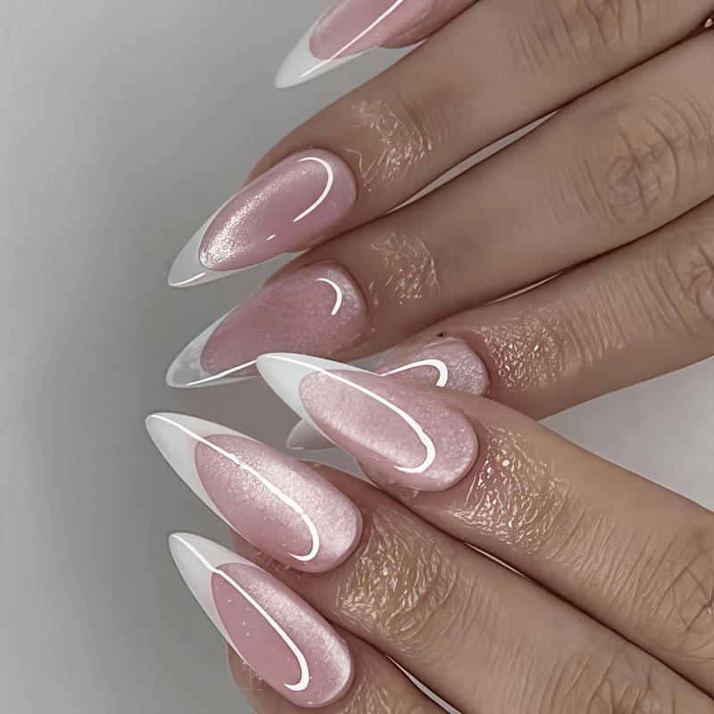 Almond-shaped Press-on Nails With Cat . 24pcs Set Of False Nails Suitable For Women' Wear